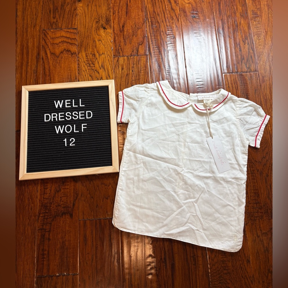 Well Dressed Wolf White Kids Shirt with Red Trim